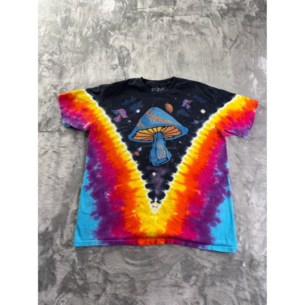 Liquid Blue Mushroom Space Astronaut T-Shirt Men's XL Multicolor Tie Dye Cotton